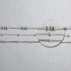 925 Sterling Silver Curb Chain With Round Beads Chain