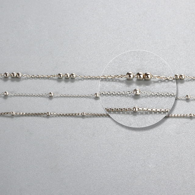 925 Sterling Silver Curb Chain With Round Beads Chain