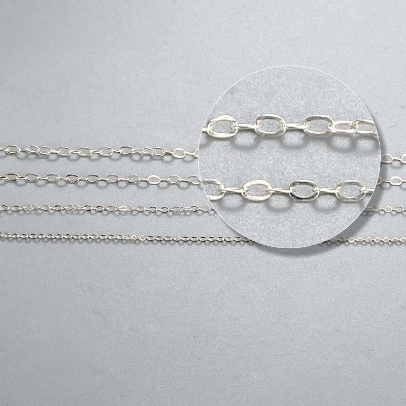 925 Sterling Silver Hammer Cable Chains