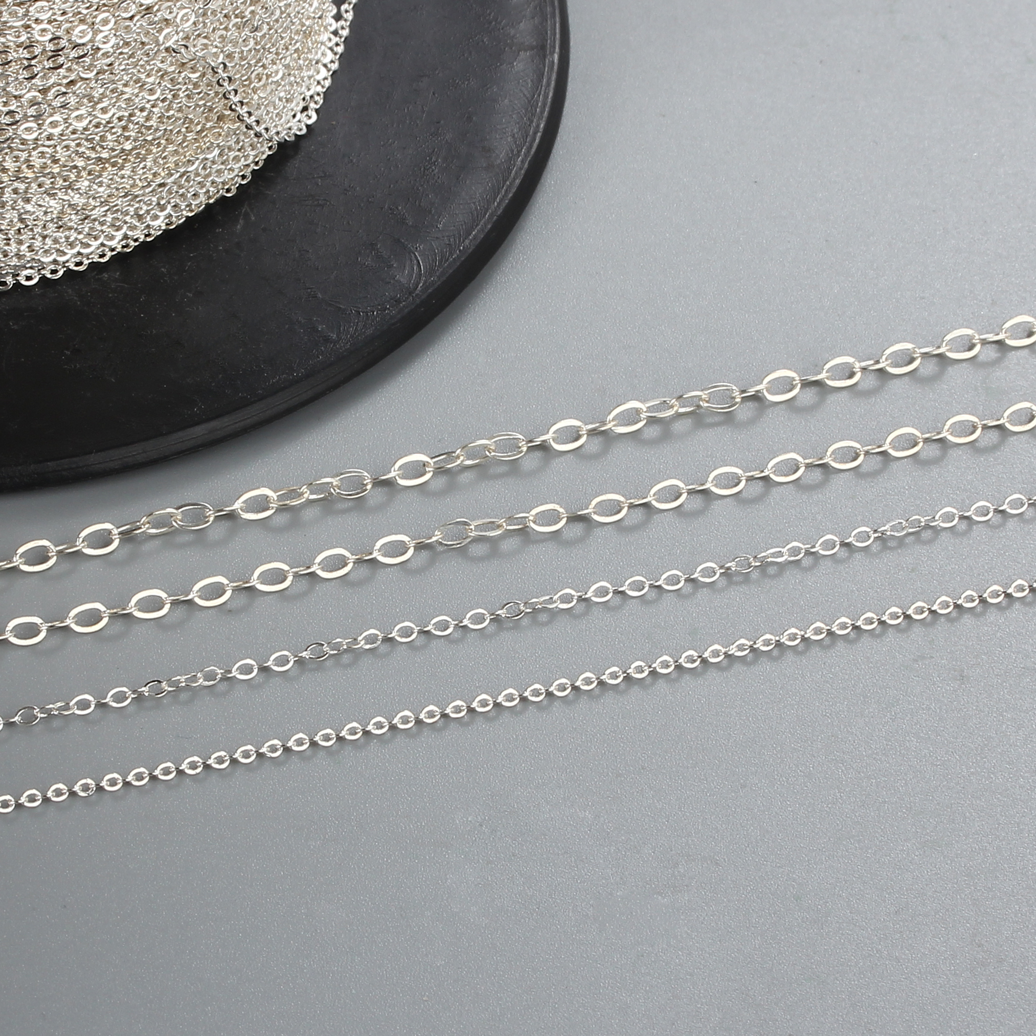 925 Sterling Silver Hammer Cable Chains