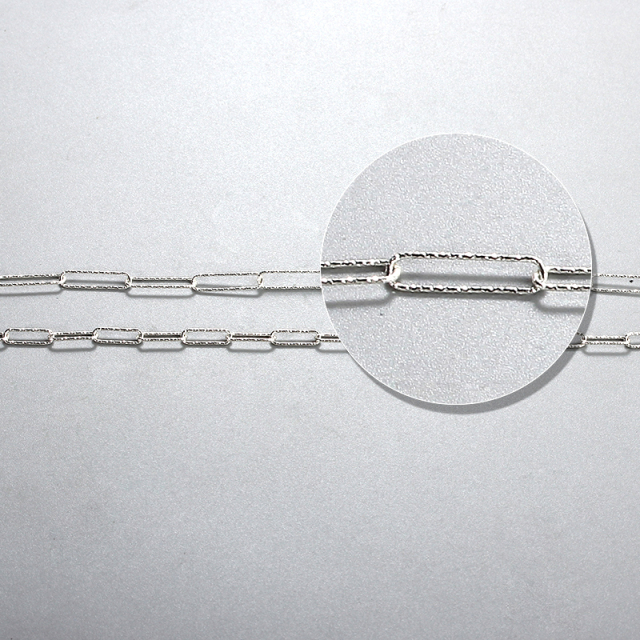 925 Sterling Silver Hammer Cutting Link Paperclip Chain