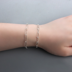 925 Sterling Silver Hammer Cutting Link Paperclip Chain