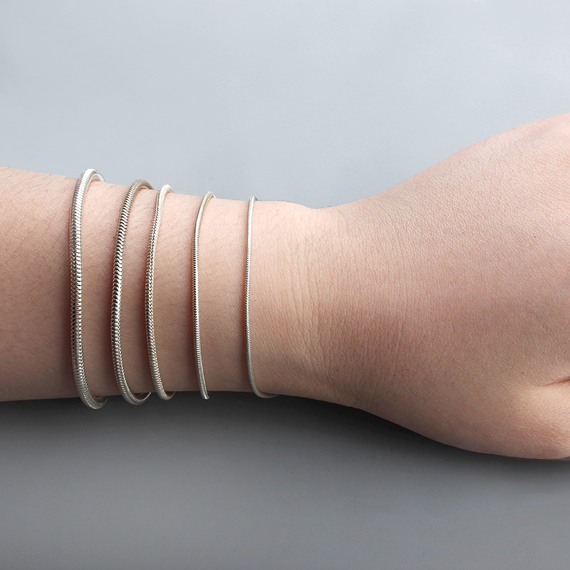 925 Sterling Silver Real Round Snake