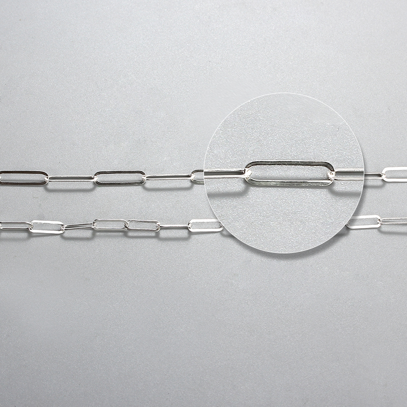 925 Sterling Silver Flat Long Link Paperclip Chain
