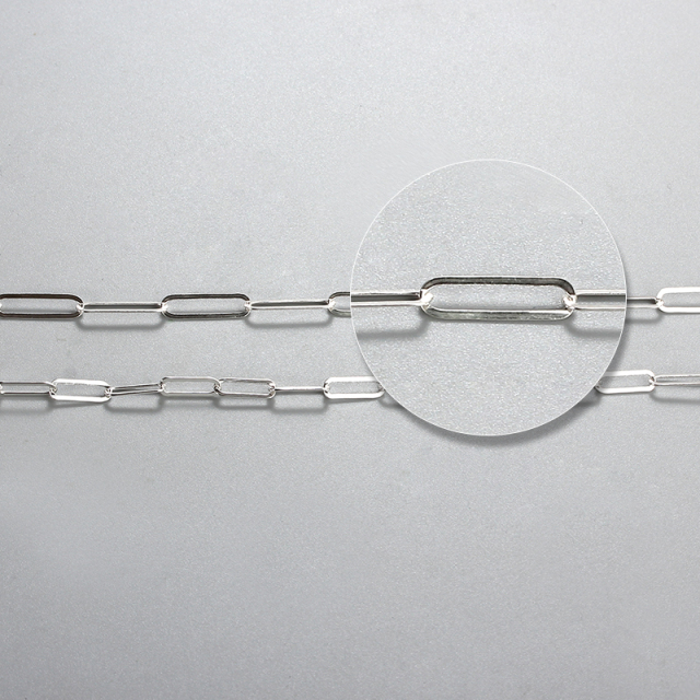 925 Sterling Silver Flat Long Link Paperclip Chain