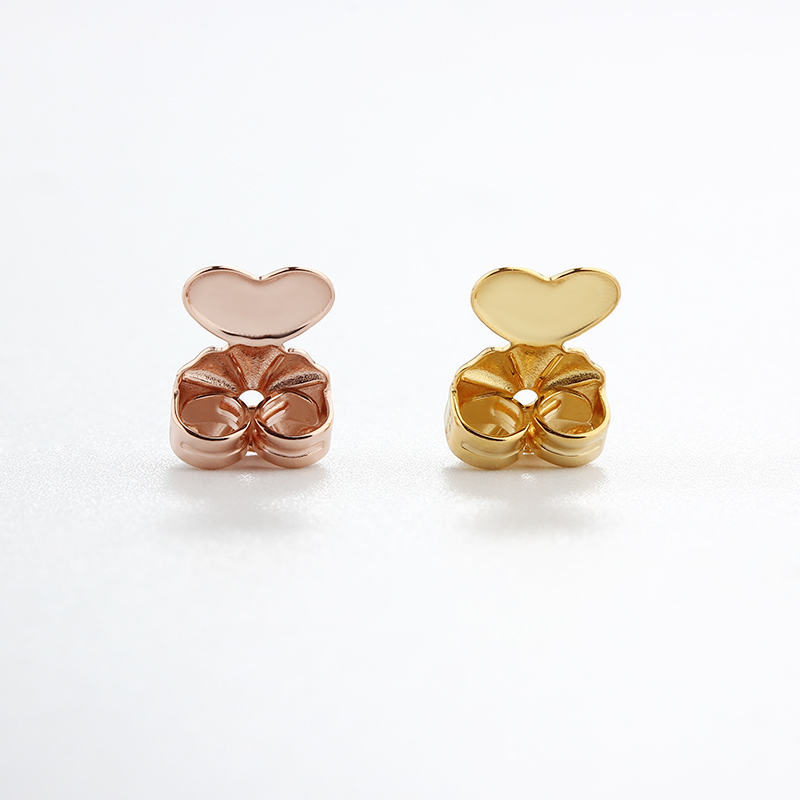 925 Sterling Silver Heart Flower Earrings Back