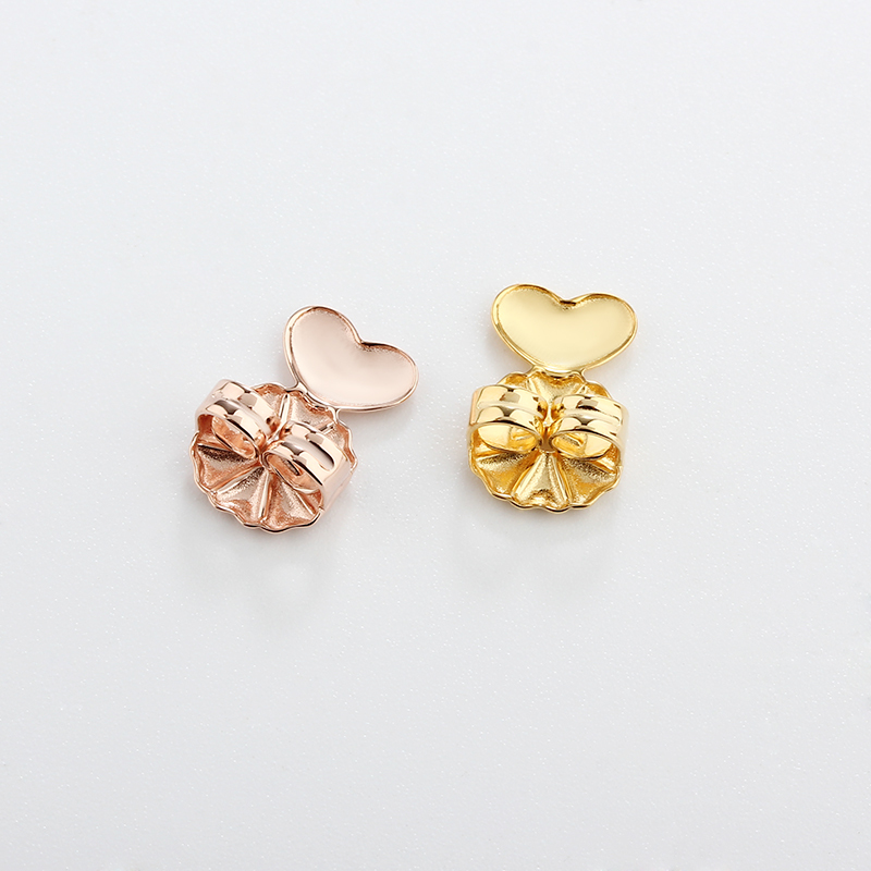 925 Sterling Silver Heart Flower Earrings Back