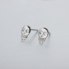 925 Sterling Silver Skull Earring Findings With Loop