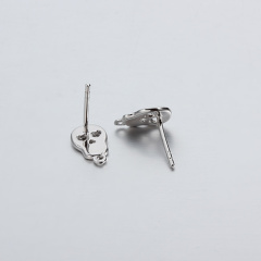 925 Sterling Silver Skull Earring Findings With Loop