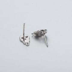 925 Sterling Silver Skull Earring Findings With Loop
