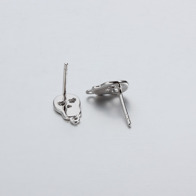 925 Sterling Silver Skull Earring Findings With Loop