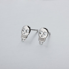 925 Sterling Silver Skull Earring Findings With Loop