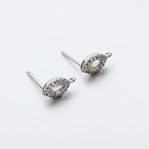 925 Sterling Silver CZ Marquise Earring Findings