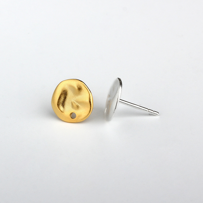 925 Sterling Silver Irregular Disc Earring Post