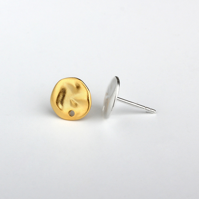 925 Sterling Silver Irregular Disc Earring Post