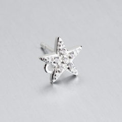 925 Sterling Silver CZ Star Earrings Findings
