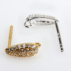 925 Sterling Silver Zircon Stud Earring Findings