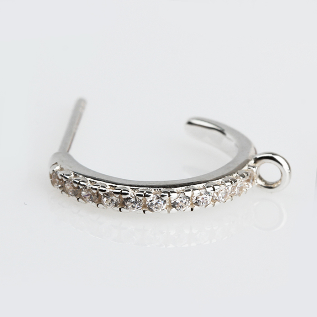 925 Sterling Silver Zircon Earring Hook With Loops Findings