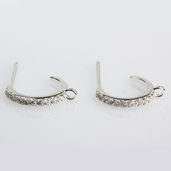 925 Sterling Silver Zircon Earring Hook With Loops Findings