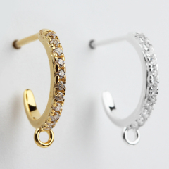 925 Sterling Silver Zircon Earring Hook With Loops Findings