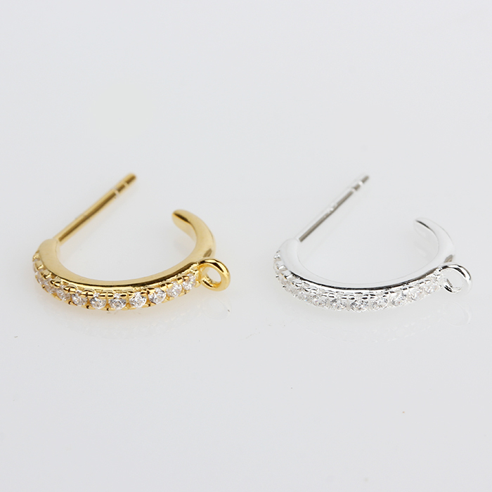 925 Sterling Silver Zircon Earring Hook With Loops Findings