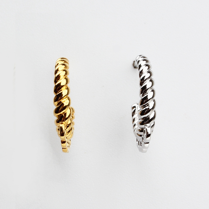 925 Silver Twisted Croissant Hoop Earrings with 5 Dangle Loop