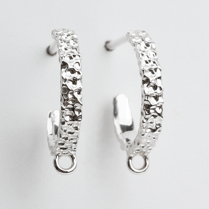 925 Sterling Silver Hammer Surface Earring Hook Findings