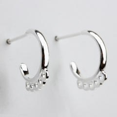 925 Sterling Silver Shiny Hoop Earrings with 5 Lpops