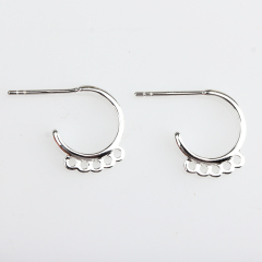 925 Sterling Silver Shiny Hoop Earrings with 5 Lpops