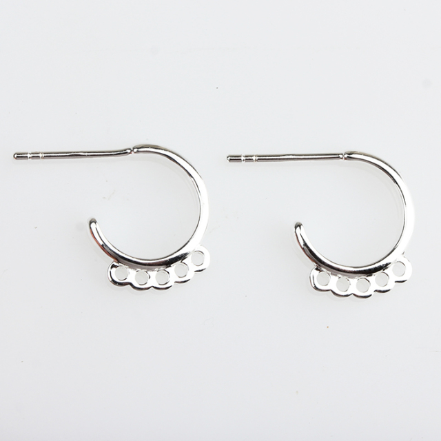 925 Sterling Silver Shiny Hoop Earrings with 5 Lpops