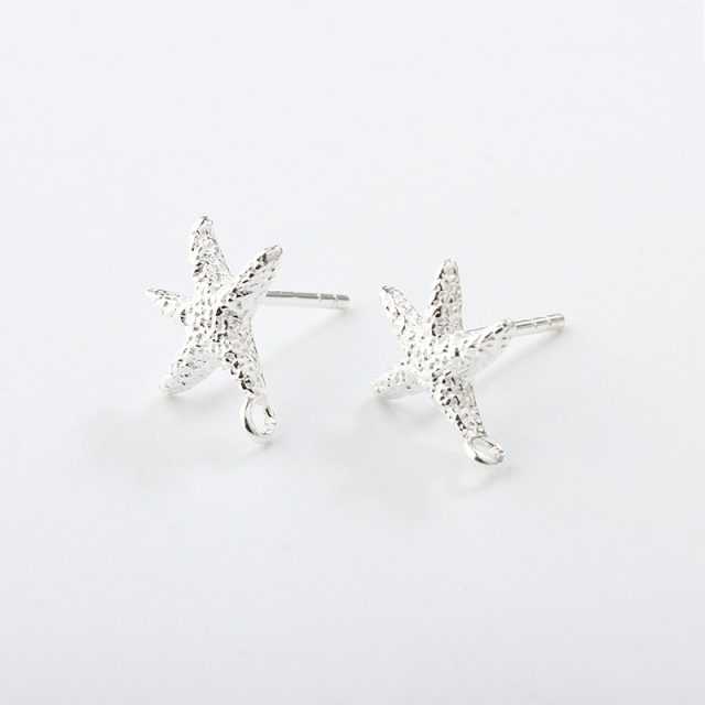 925 Sterling Silver Hammered Ocean Starfish Earrings Studs Findings