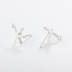 925 Sterling Silver Hammered Ocean Starfish Earrings Studs Findings