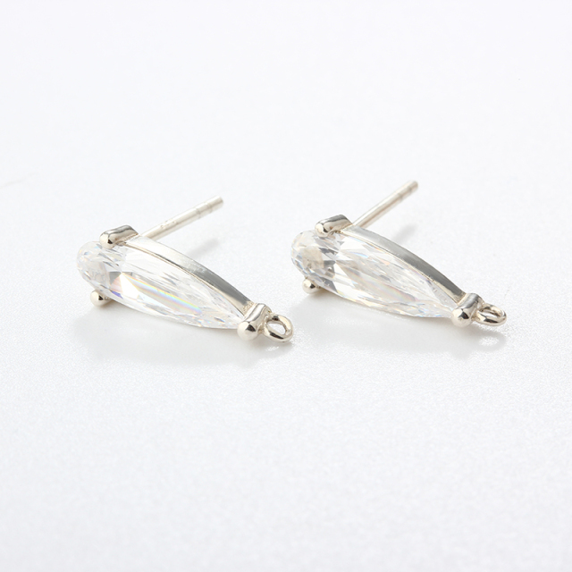 925 Sterling Silver Triangle CZ Earstuds Findings