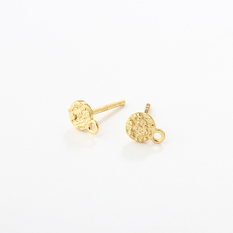925 Sterling Silver Round Hammered Earrings Studs Findings