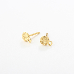 925 Sterling Silver Round Hammered Earrings Studs Findings