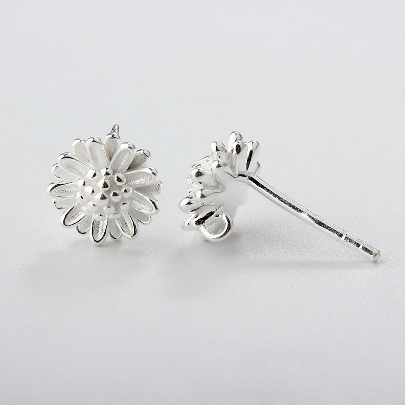 925 Sterling Silver Daisy Flower Earring Stud Findings