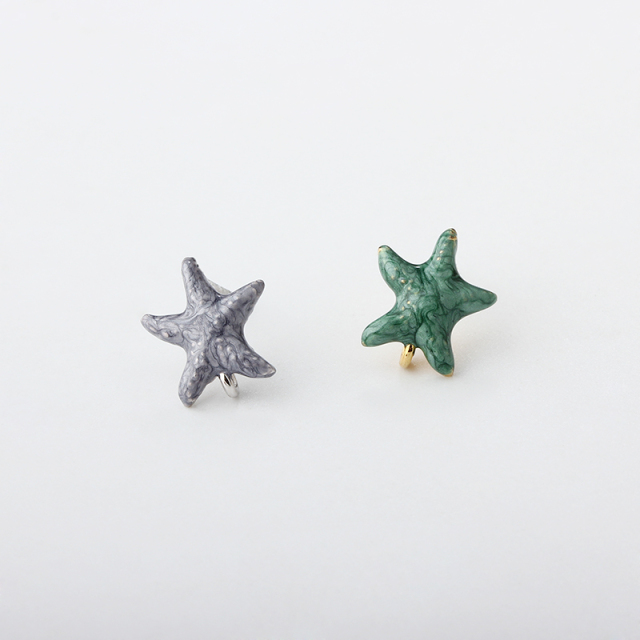 925 Sterling Silver Enamel Starfish Earring Studs Findidngs