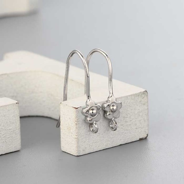 925 Sterling Silver Flower Hook Earrings