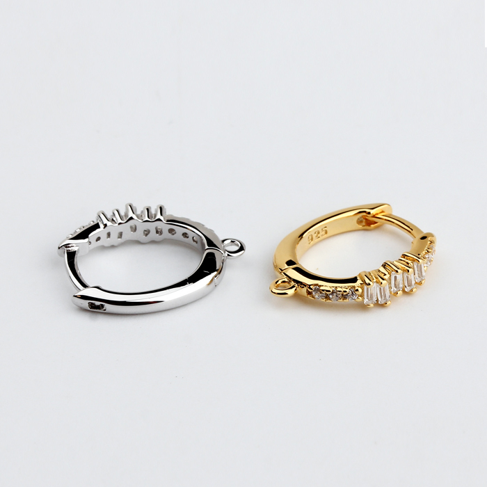 925 Sterling Silver New CZ Fashion Huggie Earring Hoop