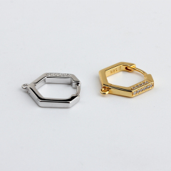925 Sterling Silver Hexagon Earring Huggie Hoop