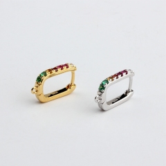 925 Sterling Silver U Shape Rainbow Cubic Zironia Huggie Earring Findings