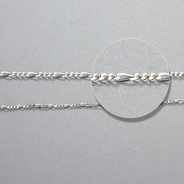 925 Sterling Silver 3+1 Figaro Cable Chain