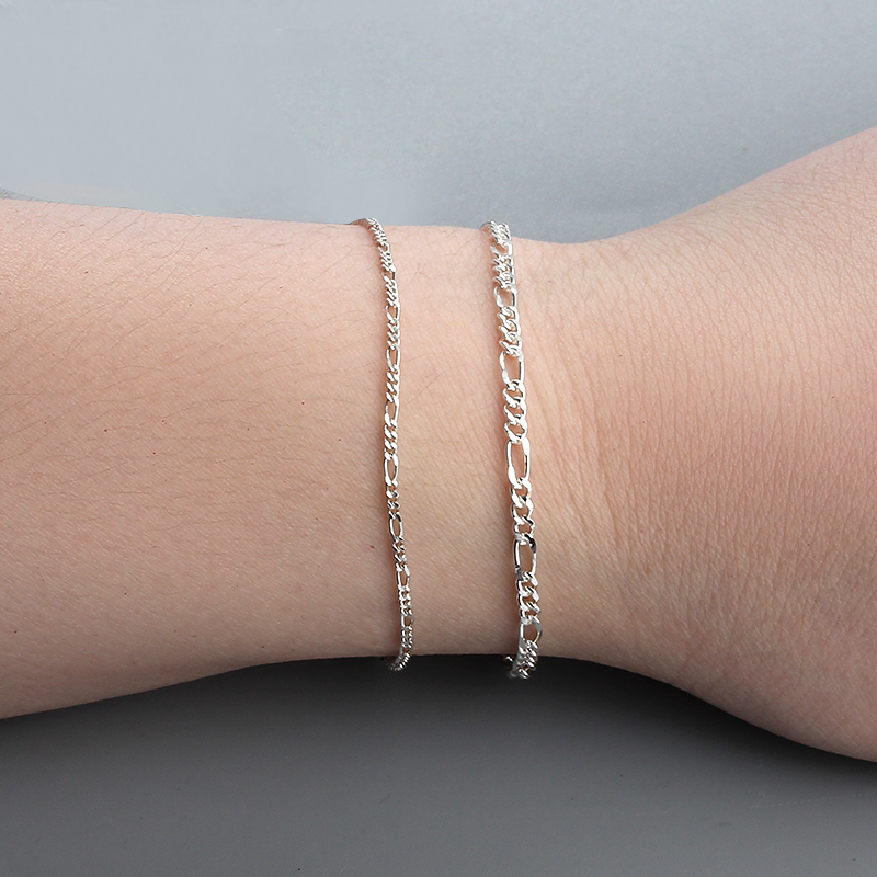 925 Sterling Silver 3+1 Figaro Cable Chain