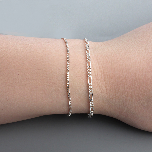 925 Sterling Silver 3+1 Figaro Cable Chain