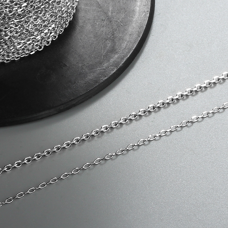 925 Sterling Silver Long Cable Cut Chain