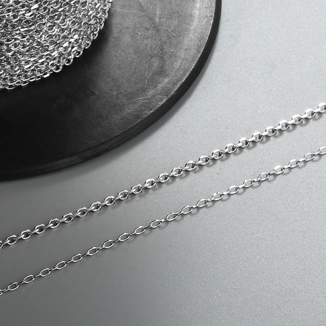 925 Sterling Silver Long Cable Cut Chain
