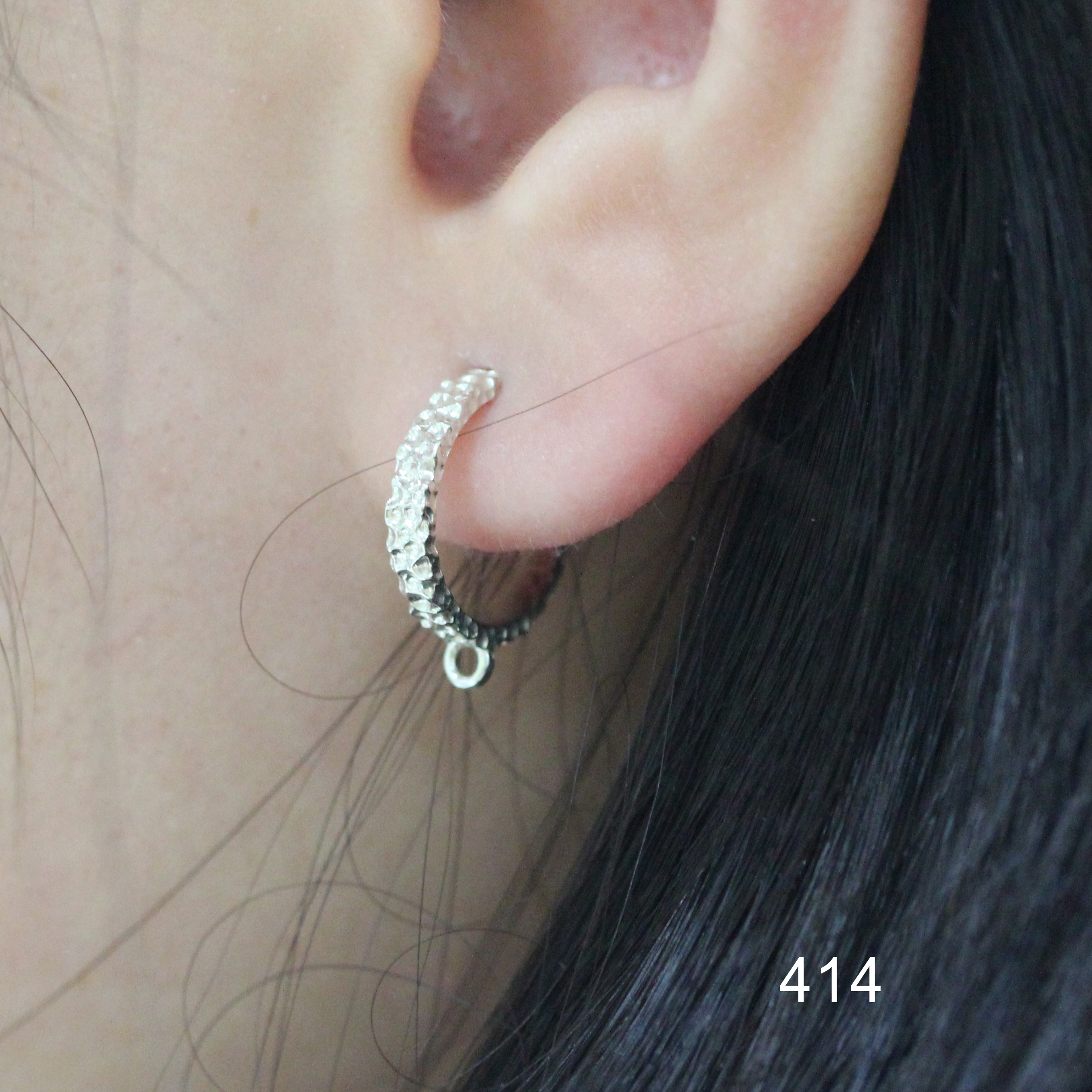 925 Sterling Silver Hammer Surface Earring Hook Findings