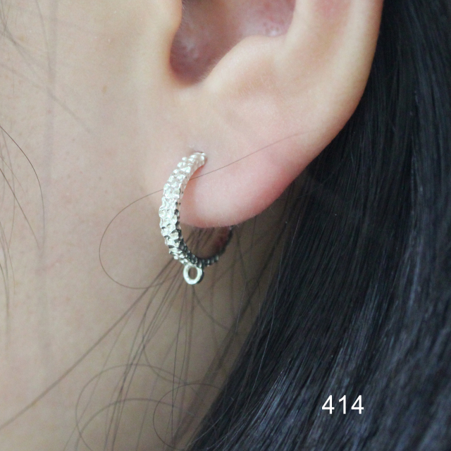 925 Sterling Silver Hammer Surface Earring Hook Findings