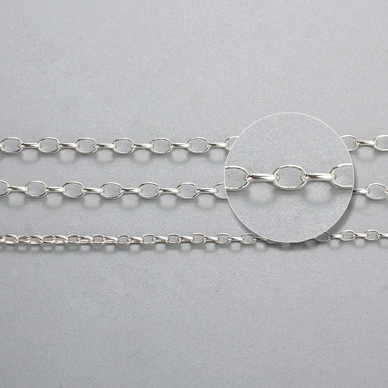 925 Sterling Silver Oval Rolo Chain