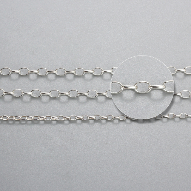 925 Sterling Silver Oval Rolo Chain
